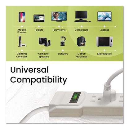 6 Outlet Surge Protector, 12 ft Cord, 250 J, White