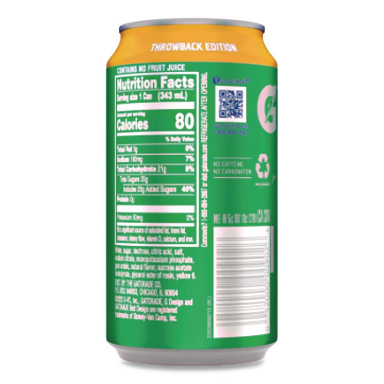 Thirst Quencher Can, Orange, 11.6 oz Can, 24/Carton