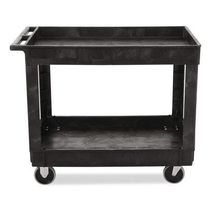 Heavy-Duty Flat-Handle Maintenance/Utility Cart, Plastic, 2 Shelves, 500 lb Capacity, 24" x 40" x 31.25", Black