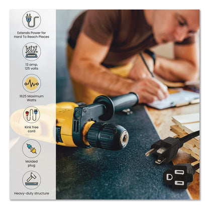 16 AWG Outdoor Extension Cord, 15 ft, 13 A, Black
