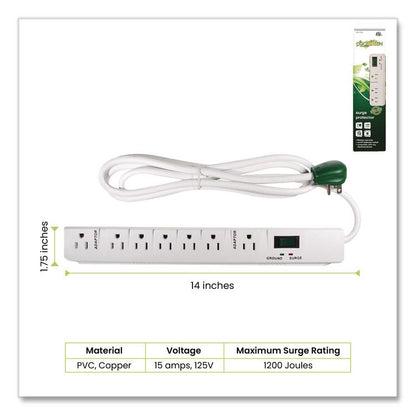 7 Outlet Surge Protector, 6 ft Cord, 1,200 J, White