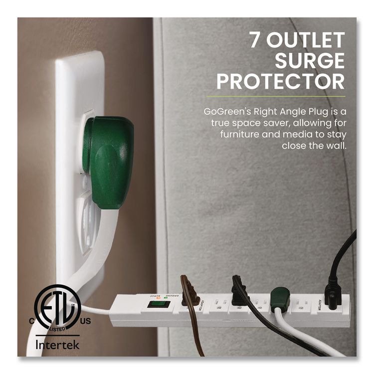 7 Outlet Surge Protector, 6 ft Cord, 1,200 J, White