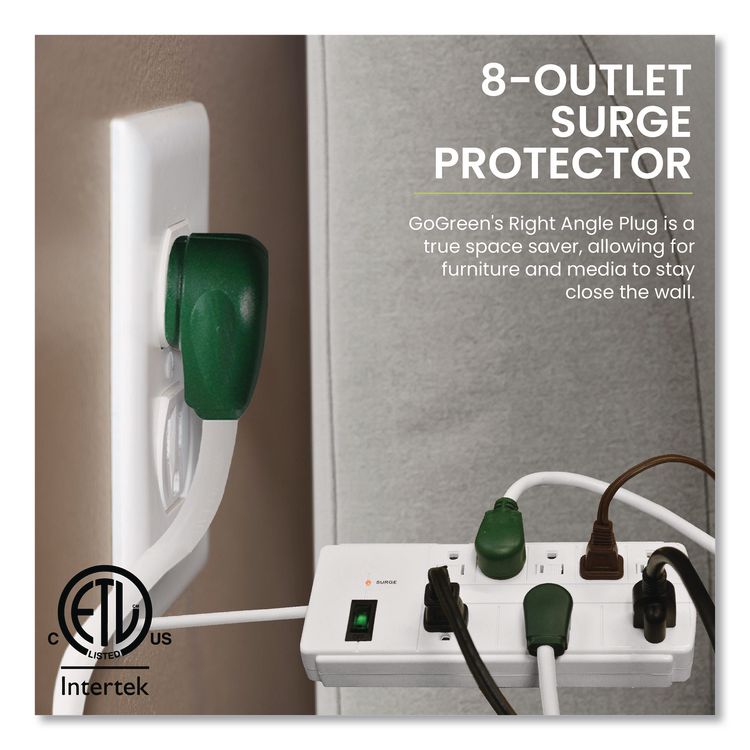 8 Outlet Surge Protector, 6 ft Cord, 750 J, White