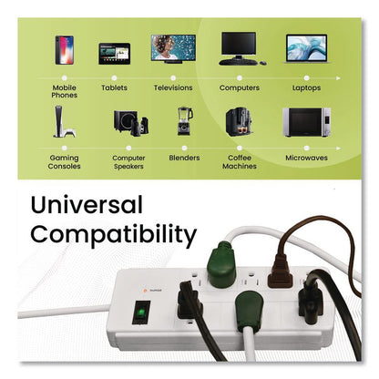 8 Outlet Surge Protector, 6 ft Cord, 750 J, White