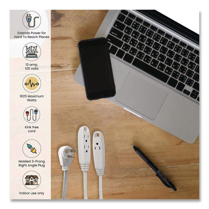 3 Outlet Indoor Extension Cord, 15 ft, 13 A, White