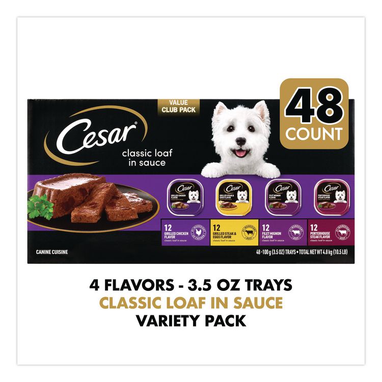 Classic Wet Dog Food Variety, Assorted Flavors, 3.5 oz Tray, 48/Carton
