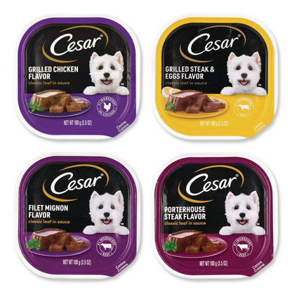 Classic Wet Dog Food Variety, Assorted Flavors, 3.5 oz Tray, 48/Carton