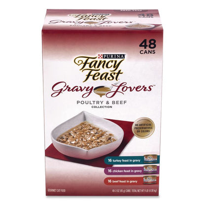 Gravy Lovers Poultry and Beef Variety Pack, Assorted Flavors, 3 oz Can, 48/Carton