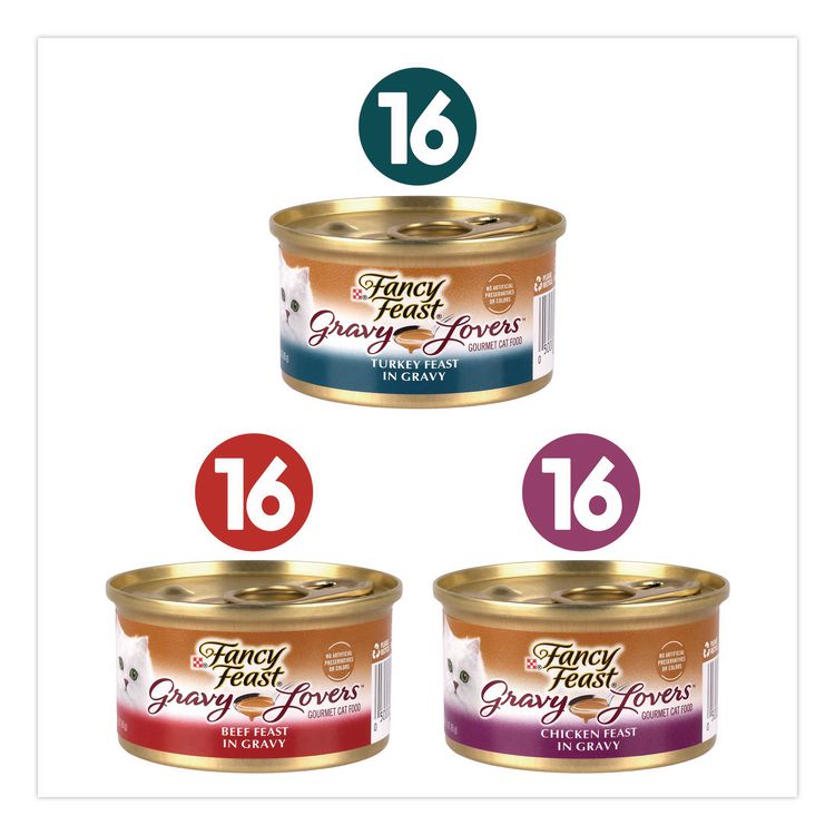 Gravy Lovers Poultry and Beef Variety Pack, Assorted Flavors, 3 oz Can, 48/Carton