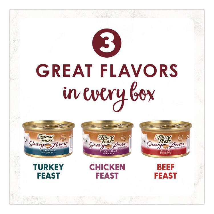 Gravy Lovers Poultry and Beef Variety Pack, Assorted Flavors, 3 oz Can, 48/Carton
