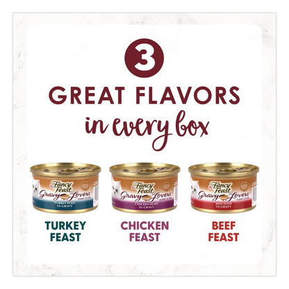 Gravy Lovers Poultry and Beef Variety Pack, Assorted Flavors, 3 oz Can, 48/Carton