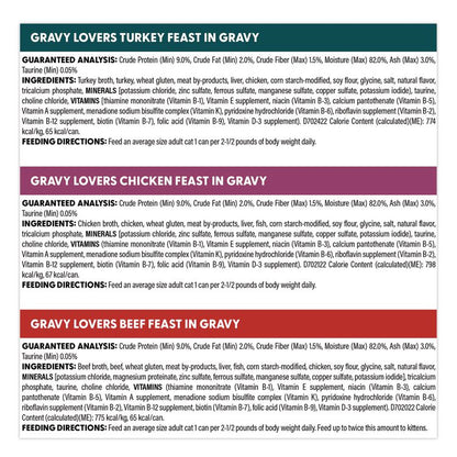 Gravy Lovers Poultry and Beef Variety Pack, Assorted Flavors, 3 oz Can, 48/Carton