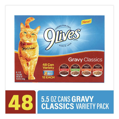 Gravy Classics Wet Cat Food Variety Pack, Assorted Flavors, 5.5 oz Can, 48/Carton