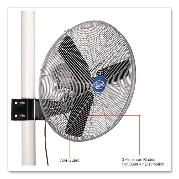 Deluxe Oscillating Fan, Pole or Column Mount, 30", 7,300 CFM, 1/2 hp