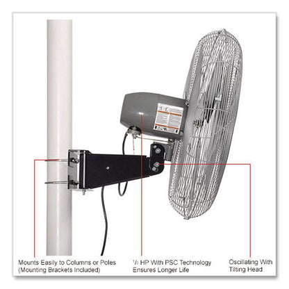Deluxe Oscillating Fan, Pole or Column Mount, 30", 7,300 CFM, 1/2 hp