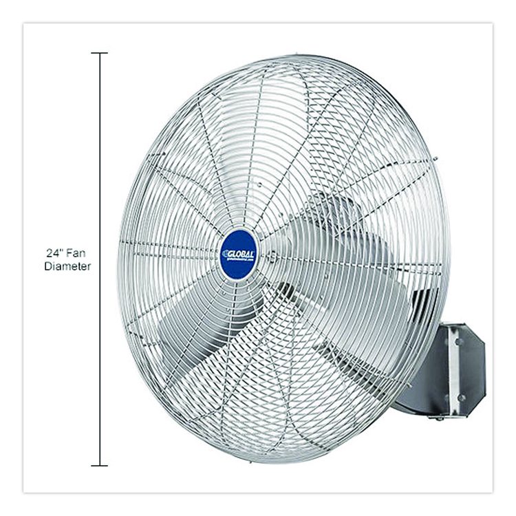 Washdown Wall Mount Fan, 24", 1 Speed, Silver