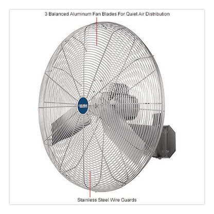 Washdown Wall Mount Fan, 30", 1 Speed, Silver