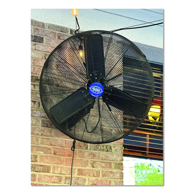 Oscillating Wall Mount Fan, 24", 3 Speeds, Black