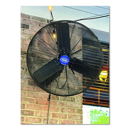 Oscillating Wall Mount Fan, 24", 3 Speeds, Black