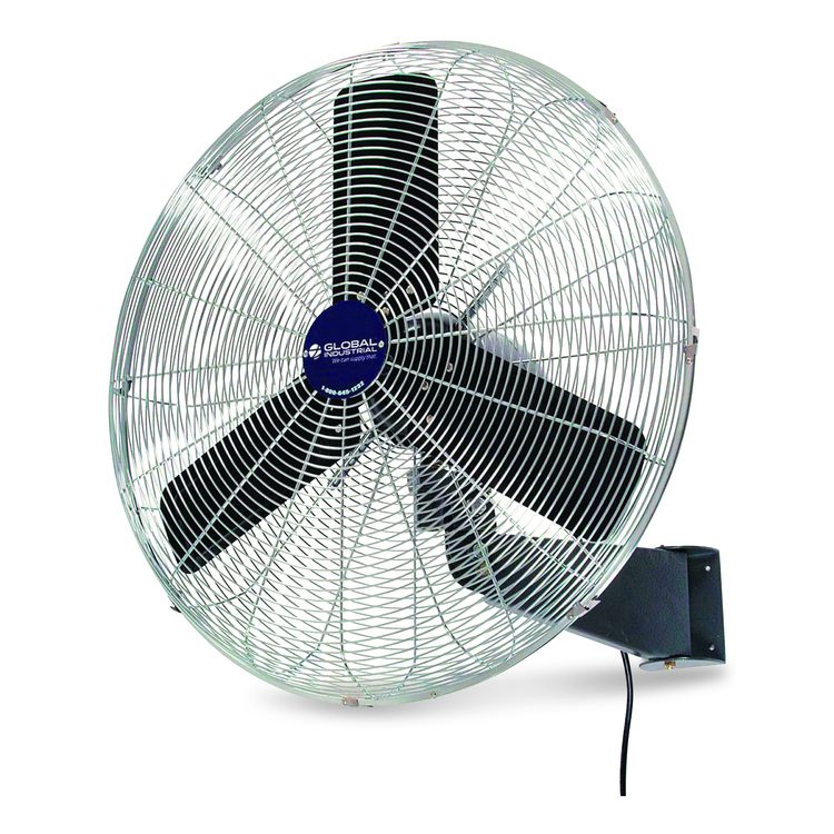 Oscillating Wall Mount Fan, 24", 3 Speeds, Black
