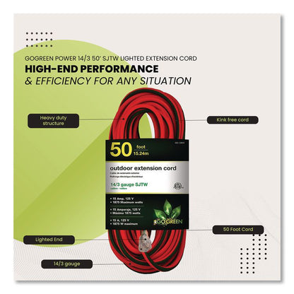 14 AWG Outdoor Extensioin Cord, 50 ft, 15 A, Orange