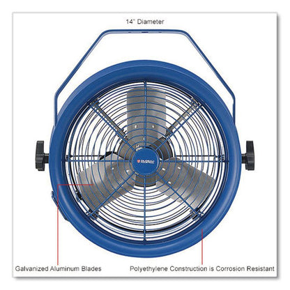High Velocity Drum Fan with Yoke Mount, 14", 1 Speed, Blue