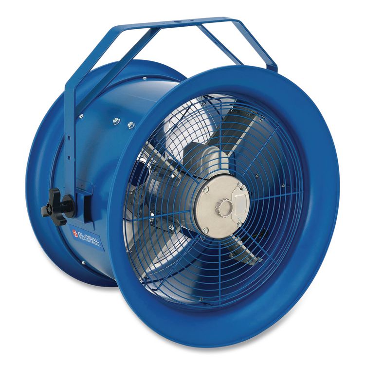High Velocity Drum Fan with Yoke Mount, 18", 1 Speed, Blue