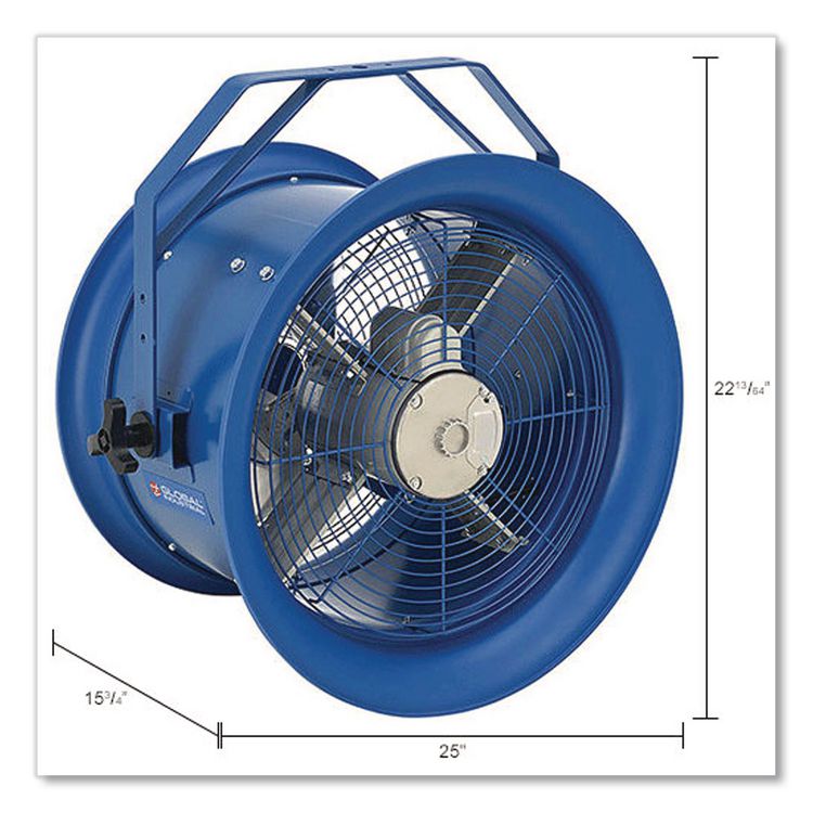 High Velocity Drum Fan with Yoke Mount, 18", 1 Speed, Blue