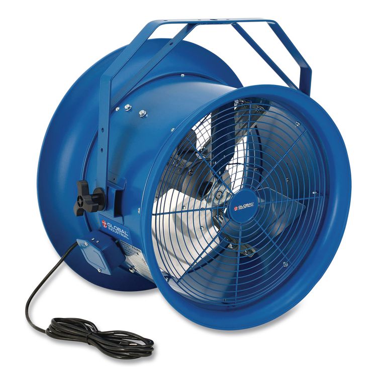 High Velocity Drum Fan with Yoke Mount, 18", 1 Speed, Blue