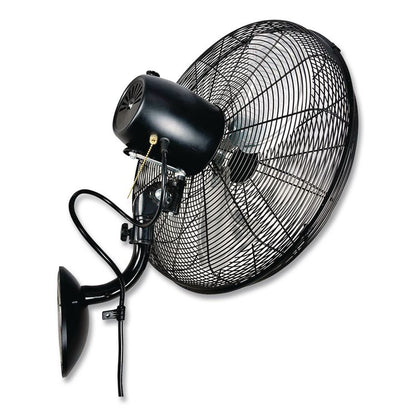 Industrial Wall Mounted Oscillating Fan, 18", 3 Speeds, Black