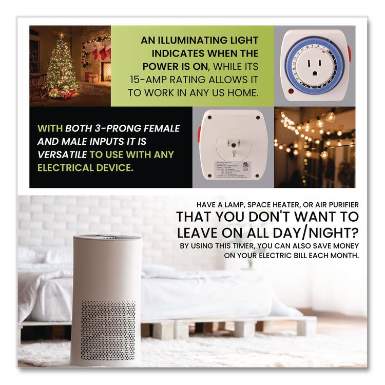 AC Indoor Timer, Analog, 4 x 3, White