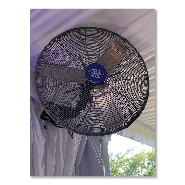 Industrial Wall Mounted Oscillating Fan, 20", 3 Speeds, Black