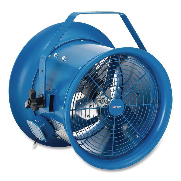 High Velocity Fan, Wall and Column Mount, 14", 1 Speed, Blue
