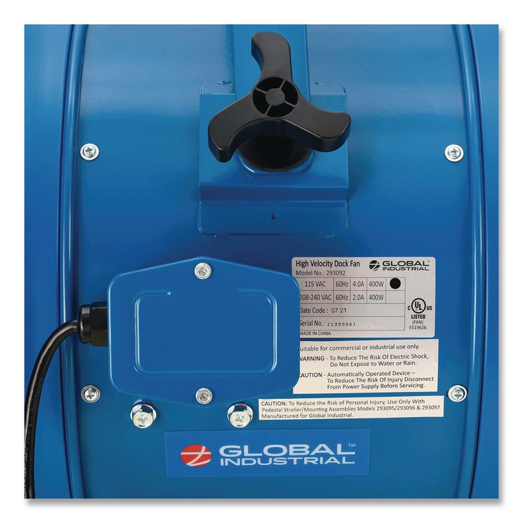 High Velocity Fan, Wall and Column Mount, 14", 1 Speed, Blue