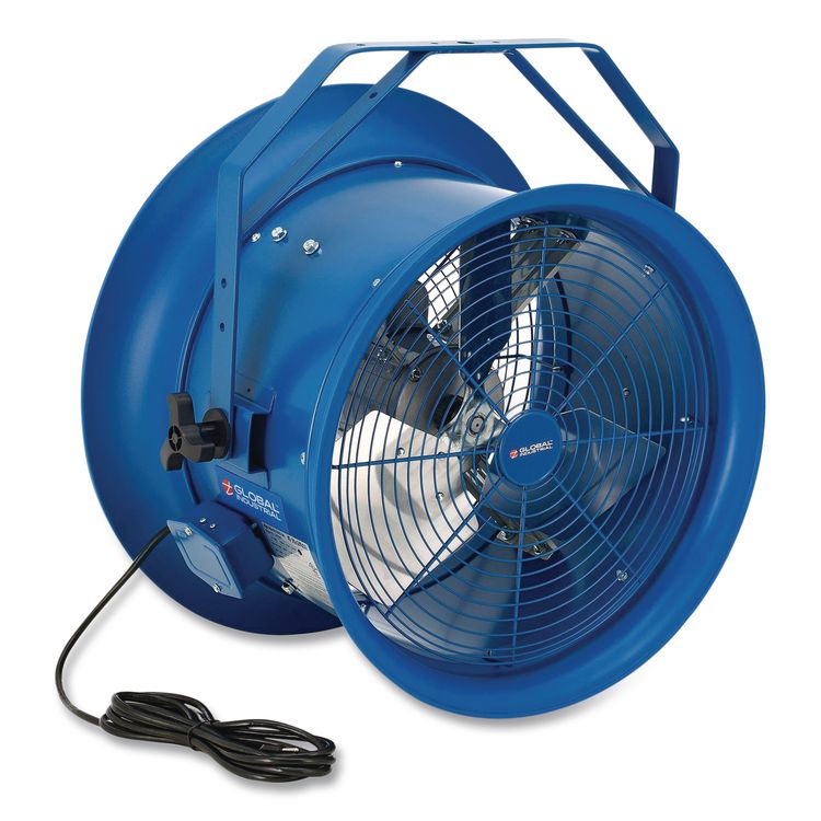 High Velocity Fan, Wall and Column Mount, 18", 1 Speed, Blue