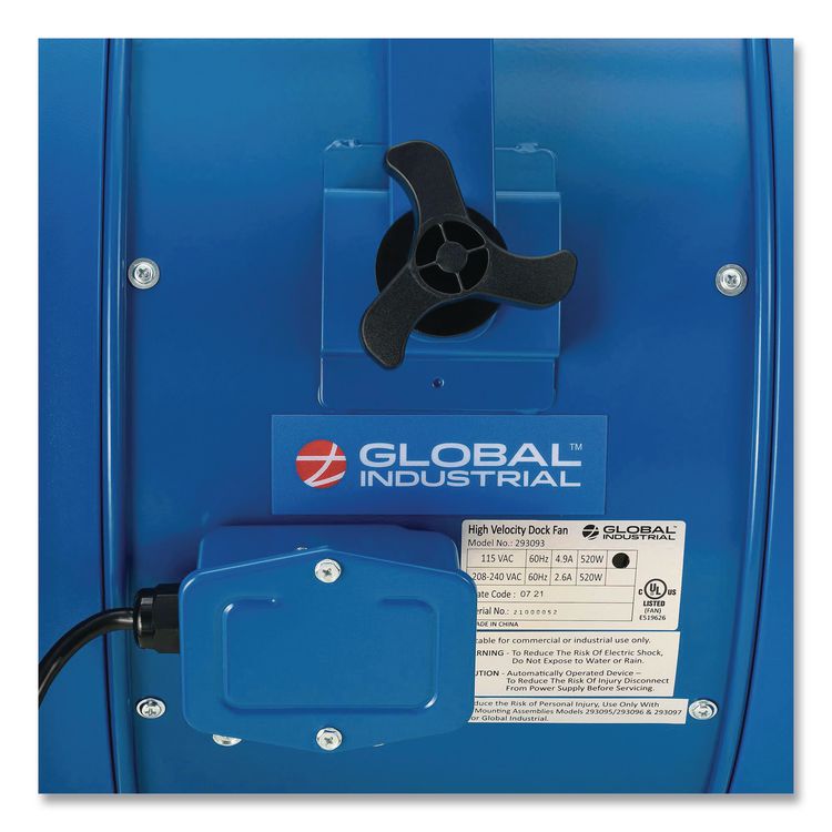 High Velocity Fan, Wall and Column Mount, 18", 1 Speed, Blue