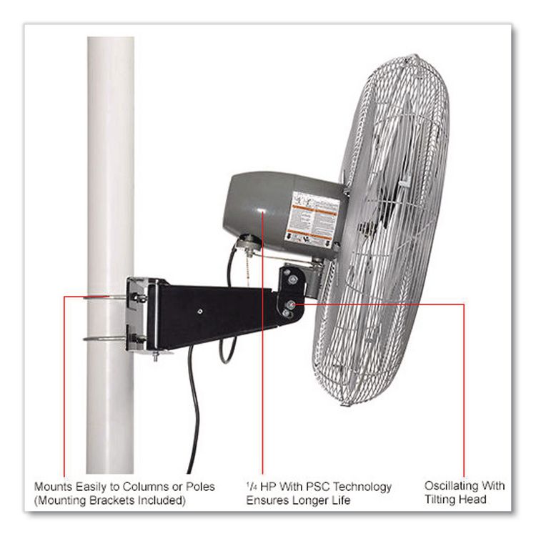 Oscillating Fan, Pole or Column Mount, 24", 4,050 CFM, 1/4 hp