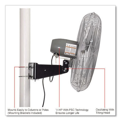Oscillating Fan, Pole or Column Mount, 24", 4,050 CFM, 1/4 hp