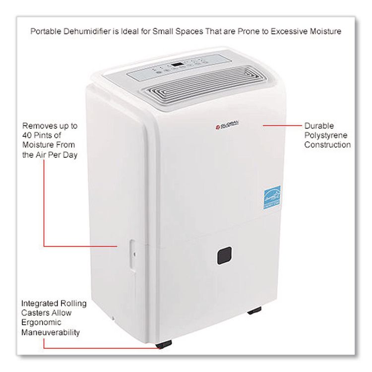 Portable Dehumidifier with Pump and Wi-Fi, 9.62 x 11.62 x 19.87, White