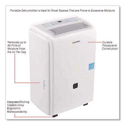 Portable Dehumidifier with Pump and Wi-Fi, 9.62 x 11.62 x 19.87, White