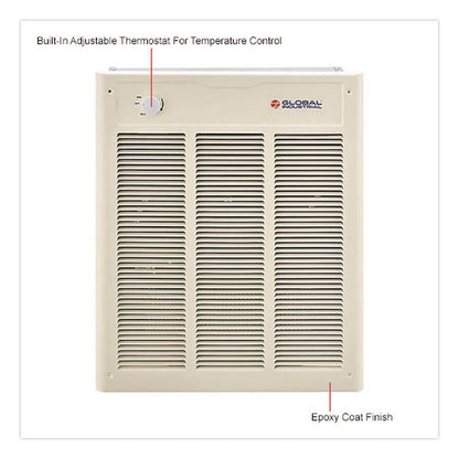 Fan Forced Wall Heater with Enclosed Motor, 4,000 W, 15.75 x 5 x 19.25, White