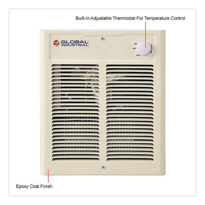 Fan Forced Wall Heater, Shaded Pole Motor, 1,500 W, 10.63 x 4.75 x 12.25, White
