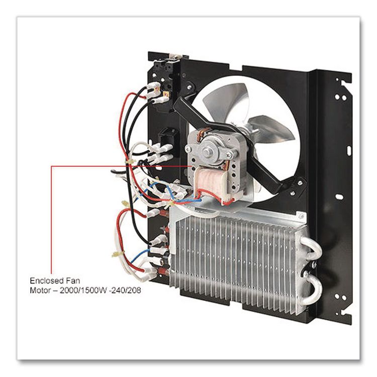 Fan Forced Wall Heater, Shaded Pole Motor, 2,000 W, 10.63 x 4.75 x 12.25, White