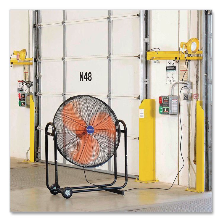 Portable Tilt Blower Drum Fan, 36", 2 Speeds, Black/Orange