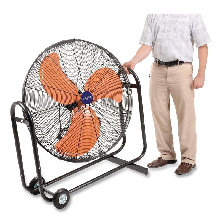 Portable Tilt Blower Drum Fan, 36", 2 Speeds, Black/Orange
