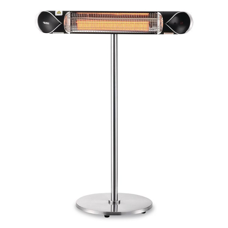 Infrared Patio Heater Free Standing with Remote Control, 1,500 W, 35.38 x 5.13 x 42 to 82, Black