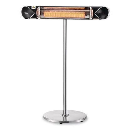 Infrared Patio Heater Free Standing with Remote Control, 1,500 W, 35.38 x 5.13 x 42 to 82, Black