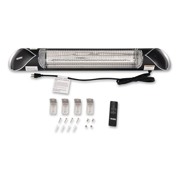 Infrared Patio Heater Free Standing with Remote Control, 1,500 W, 35.38 x 5.13 x 42 to 82, Black