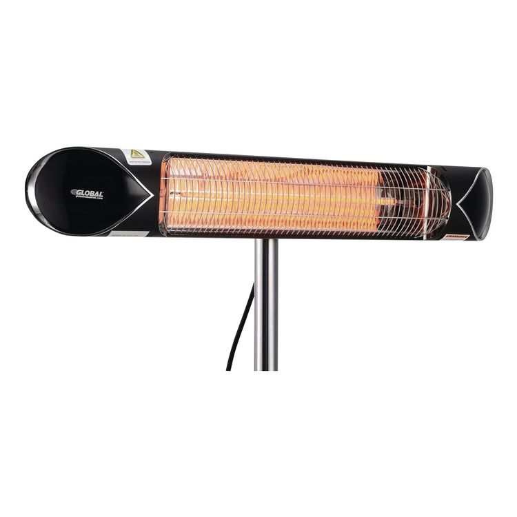 Infrared Patio Heater Free Standing with Remote Control, 1,500 W, 35.38 x 5.13 x 42 to 82, Black