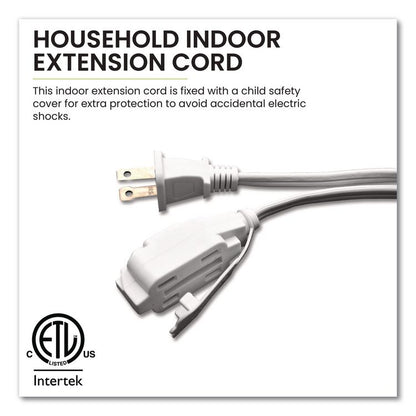 Household Extension Cord, 6 ft, 13 A, White 10/Pack